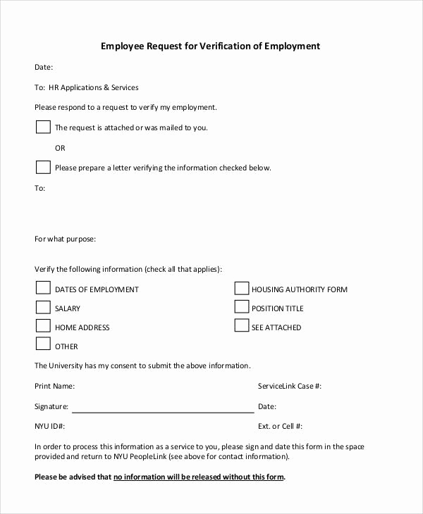 Employment Verification Request form Fresh Employment Verification Request Letter Enom Warb