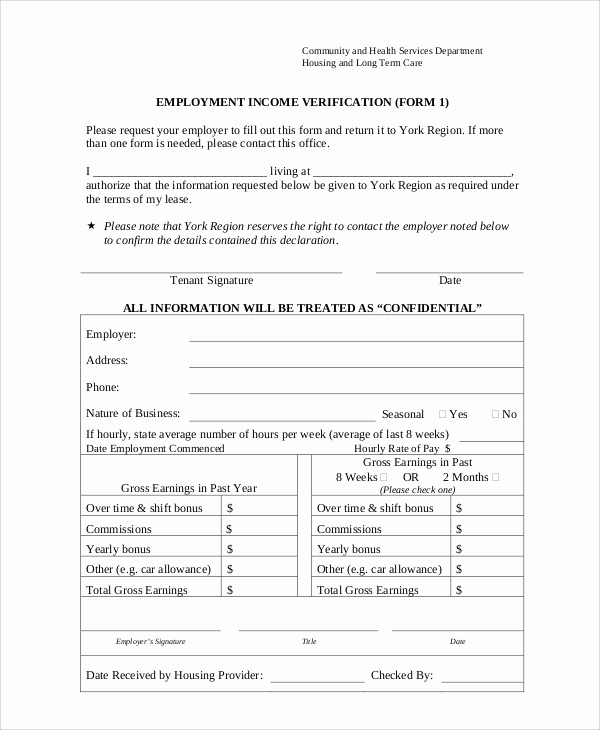 Employment Verification Request form Inspirational Sample Employment Verification form 8 Examples In Word Pdf