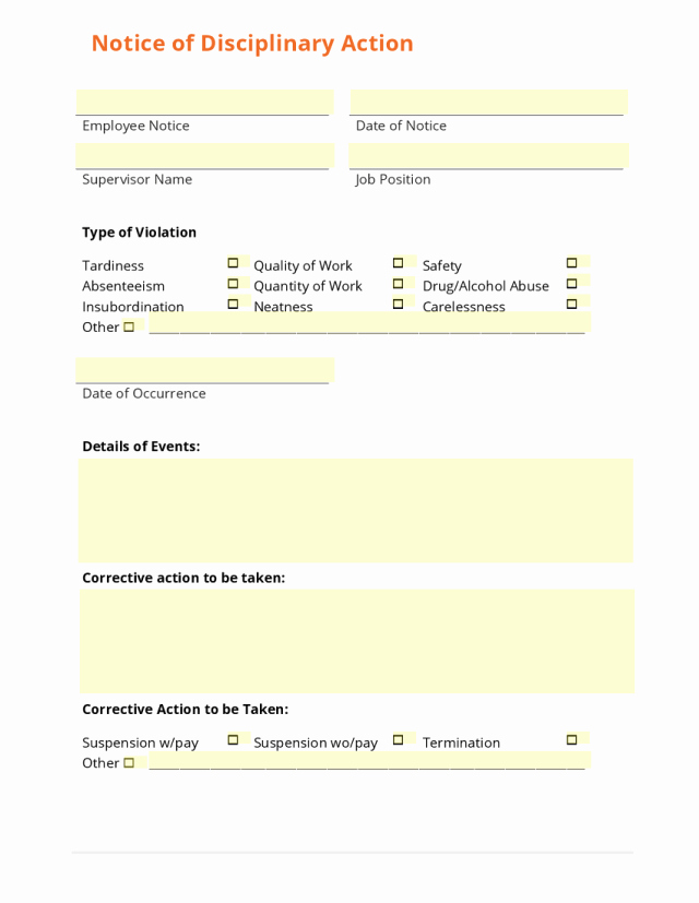 Employment Write Up Template Lovely 40 Employee Write Up form Templates [word Excel Pdf]