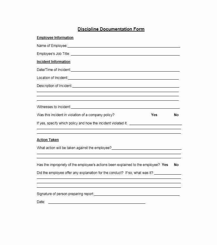 Employment Write Up Template Lovely Employee Discipline form