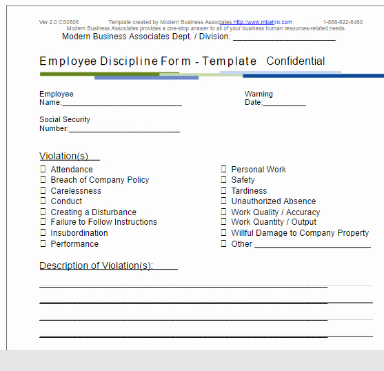 Employment Write Up Template Luxury Employee Write Up form
