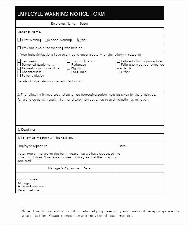 Employment Write Up Template New 26 Employee Write Up form Templates Free Word