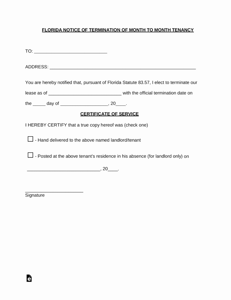 End Of Lease Letters Inspirational Free Florida Lease Termination Letter