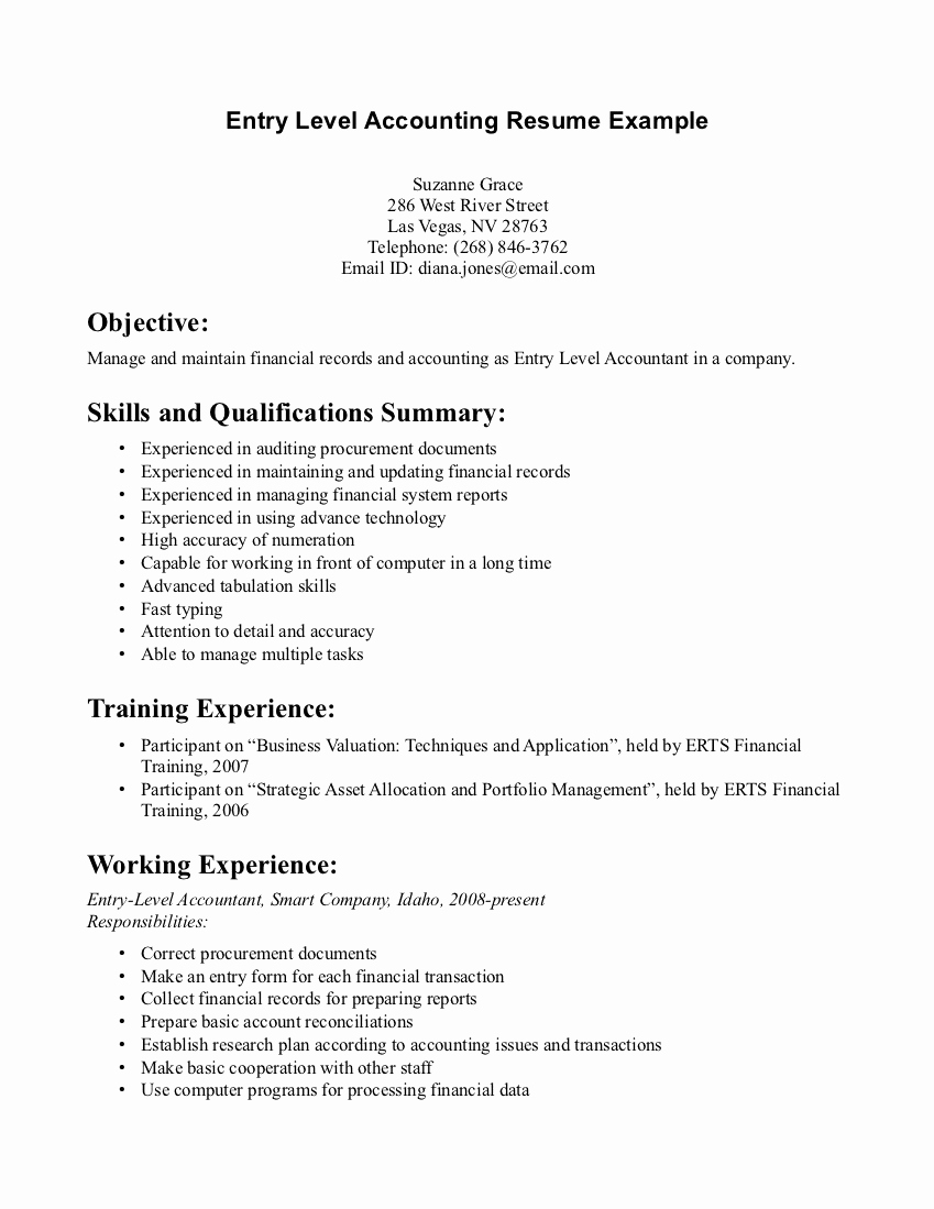 Entry Level Resume No Experience Beautiful Entry Level Accounting Jobs Resume No Experience Entry
