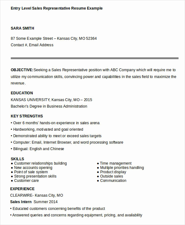 Entry Level Sales Resume New Sales Resume Template 24 Free Word Pdf Documents