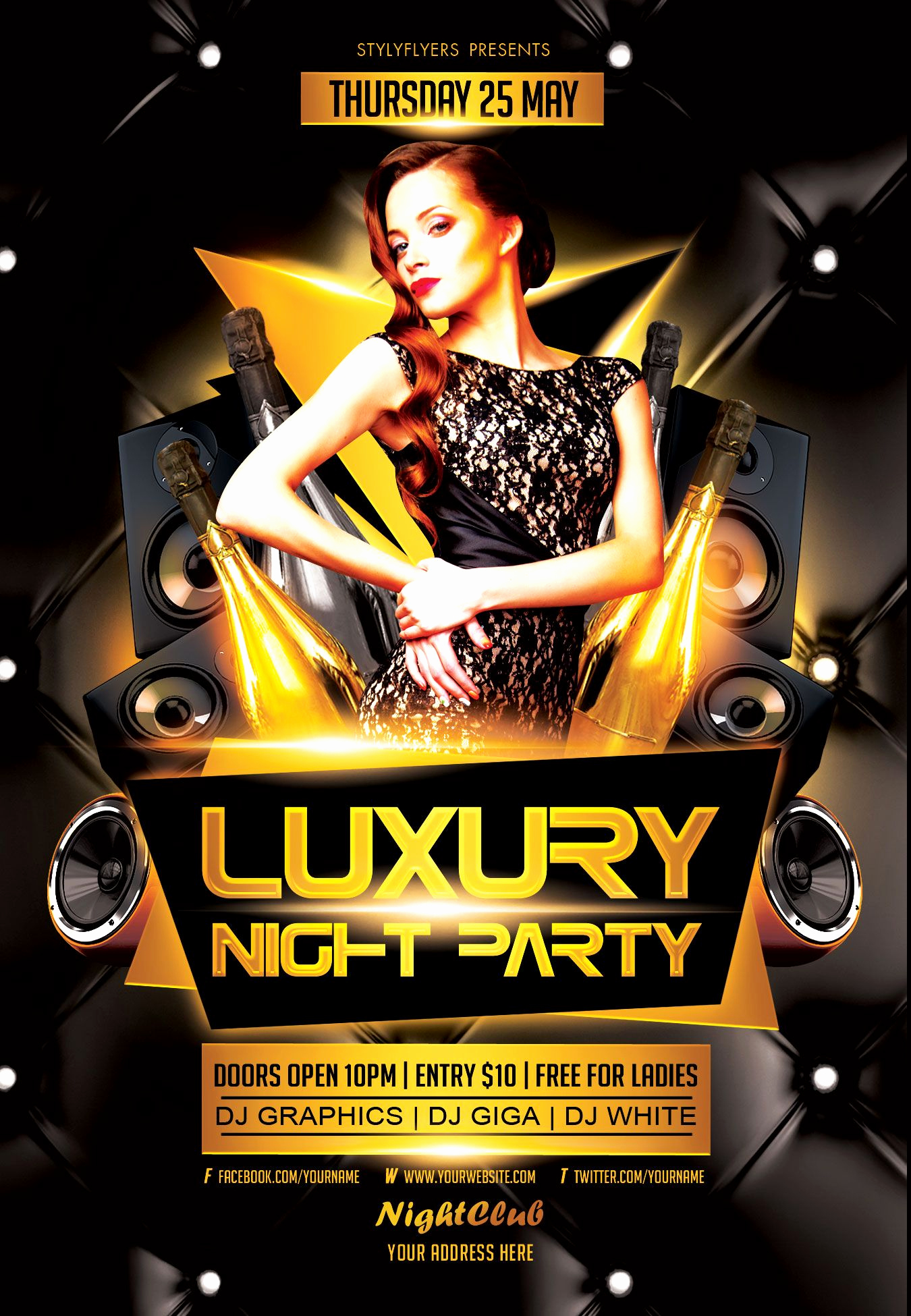 Event Flyer Templates Free Unique Free Luxury Night Party Flyer Psd Template by Styleflyer
