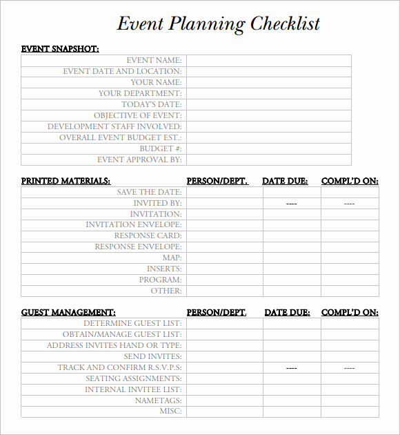 Event Planning Checklist Template Elegant 15 event Planning Checklist Templates Free Sample