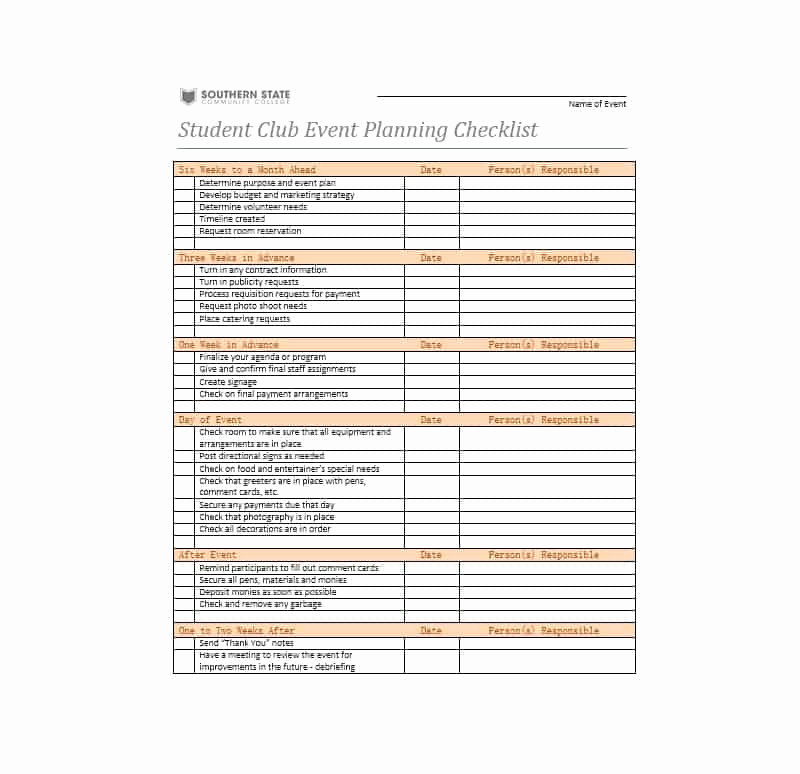Event Planning Checklist Template Fresh 50 Professional event Planning Checklist Templates