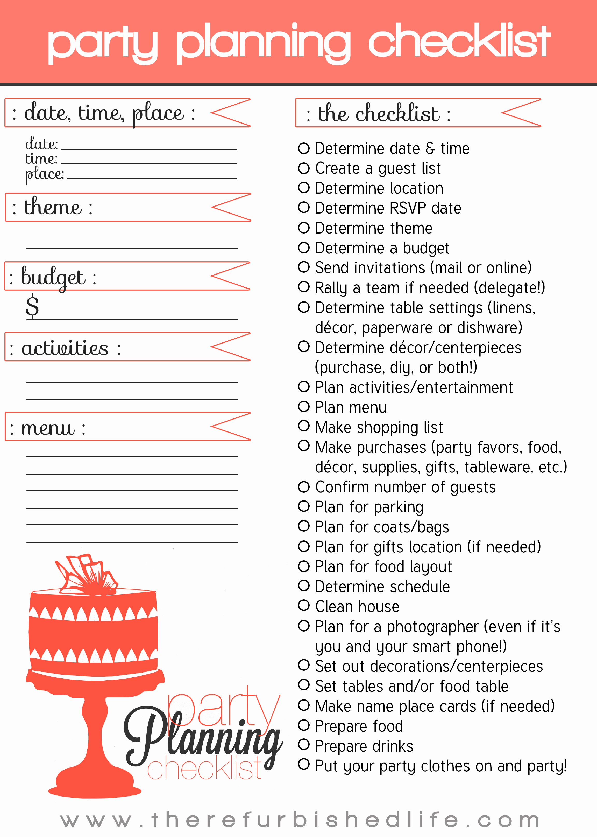 Event Planning Checklist Template Inspirational Party Planning 101 with Printable Checklist – the