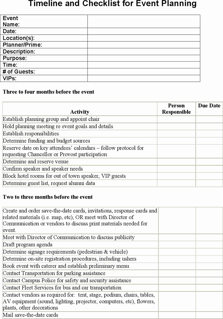 Event Planning Checklist Template Lovely Timeline and Checklist for event Planning Biz