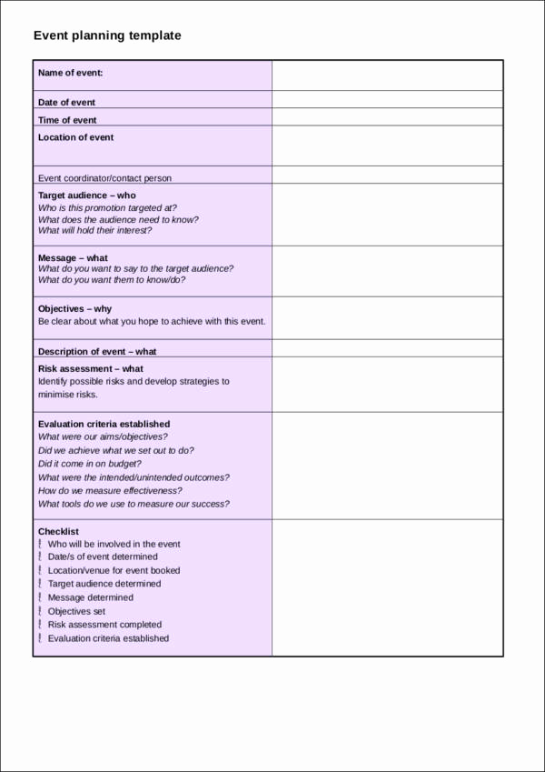 Event Planning Checklist Template New 11 event Planning Checklist Ideas Samples &amp; Templates
