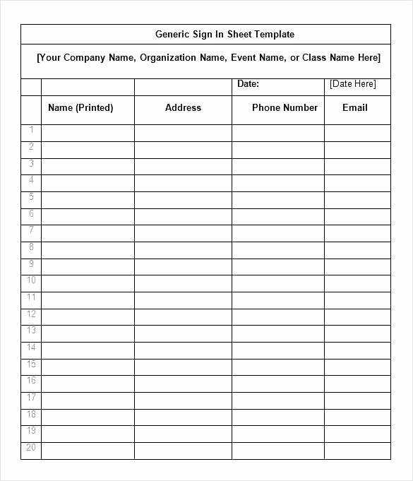 Event Sign In Sheet Template Awesome event Sign In Sheet Template Free – Signing Sheet