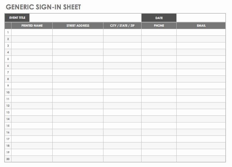 Event Sign In Sheet Template Beautiful 30 Sign In Sheet Template Download Open House Meeting