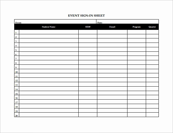 Event Sign In Sheet Template Luxury event Sign In Sheet Template Free – Signing Sheet