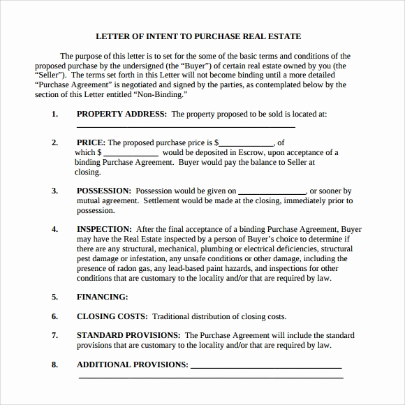 Example Letter Of Intent Unique 10 Letter Of Intent Real Estate Templates to Download