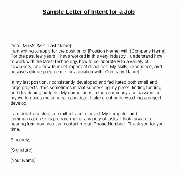 Example Letter Of Intent Unique 13 Sample Free Letter Of Intent Templates Pdf Word
