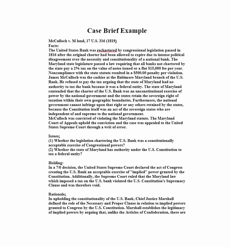 Example Of A Case Brief Fresh 40 Case Brief Examples &amp; Templates Template Lab