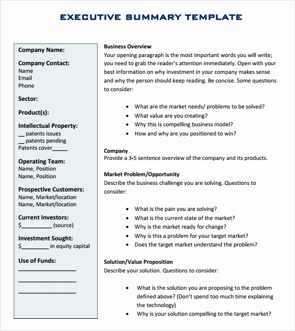 Example Of An Executive Summary Unique 43 Free Executive Summary Templates In Word Excel Pdf