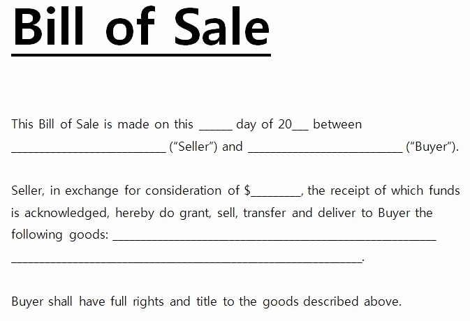 Example Of Bill Of Sale Beautiful Free Printable Bill Of Sale Templates form Generic