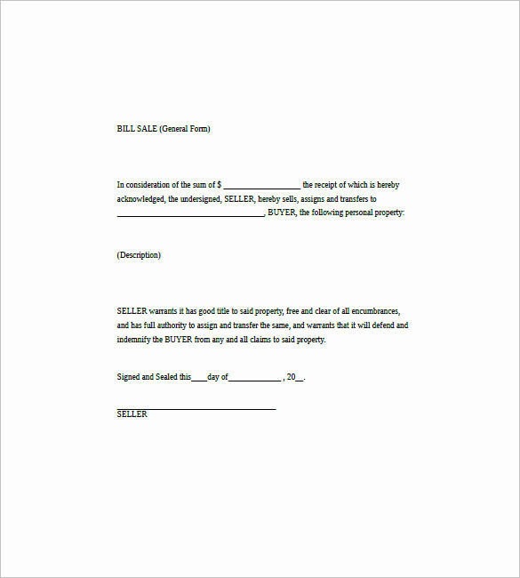 Example Of Bill Of Sale Best Of General Bill Of Sale 7 Free Sample Example format