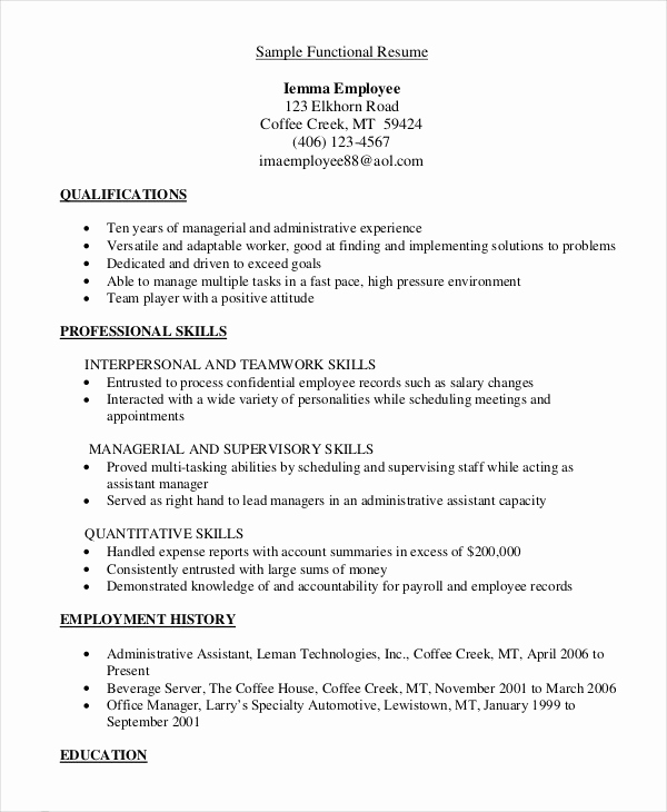 Example Of Functional Resume Best Of 10 Functional Resume Templates Pdf Doc