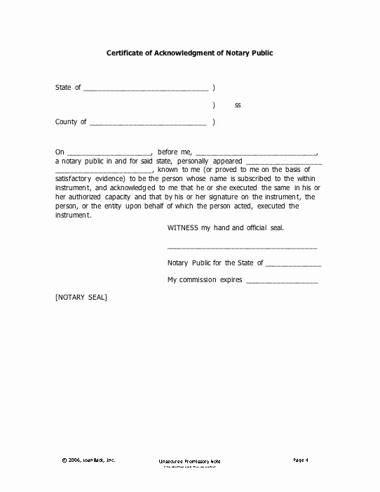 Example Of Notarized Document Awesome Printable Sample Promissory Note Sample form