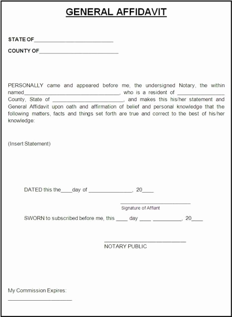 Example Of Notarized Document New Sworn Affidavit Template for Immigration