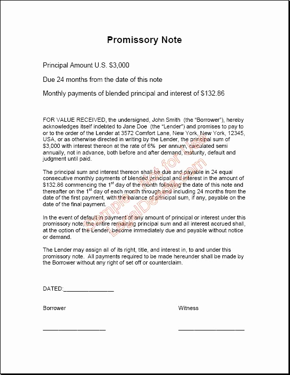 Example Of Promissory Note Awesome Printable Sample Promissory Note Sample form