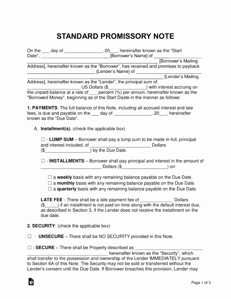 Example Of Promissory Note Luxury Free Promissory Note Templates Pdf Word