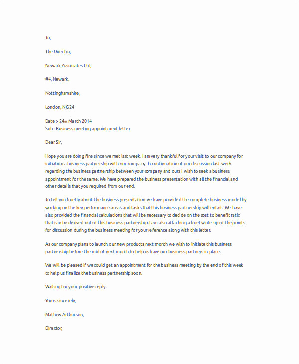 Example Of Simple Business Letter Beautiful 60 Appointment Letter Examples &amp; Samples Pdf Doc