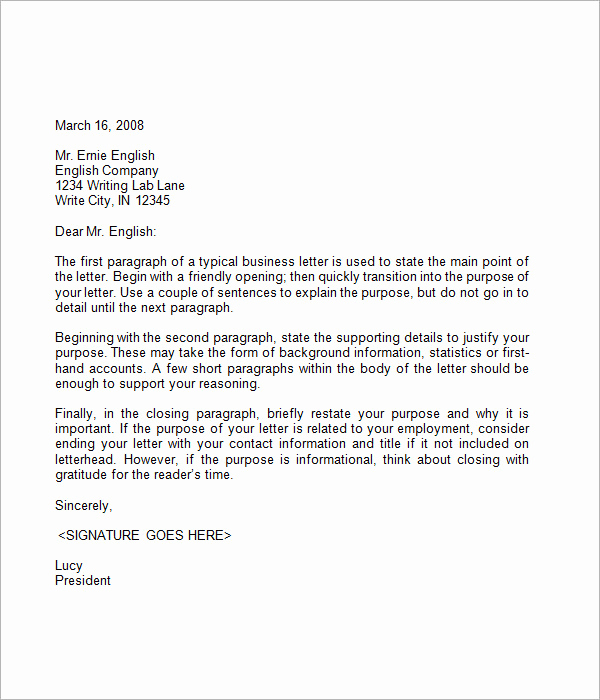 Example Of Simple Business Letter Unique 7 Business Letter Sample