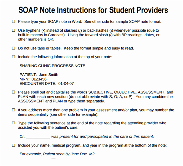 Example Of soap Note Elegant Sample Subjective Objective assessment Planning Note 7