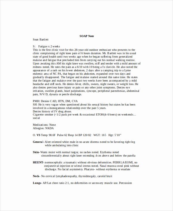 Example Of soap Note Elegant soap Note Example 8 Samples In Pdf Word