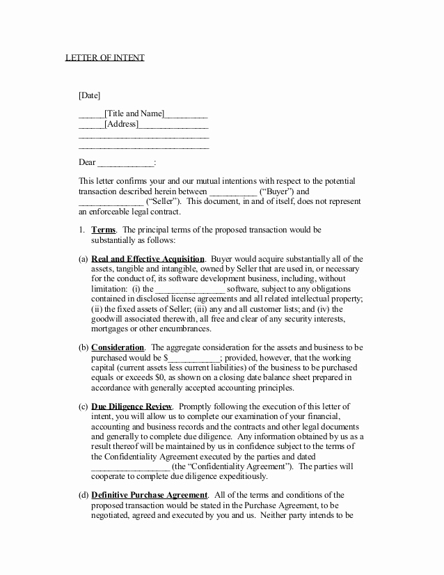 Examples Of Letter Of Intent Unique Sample Letter Of Intent