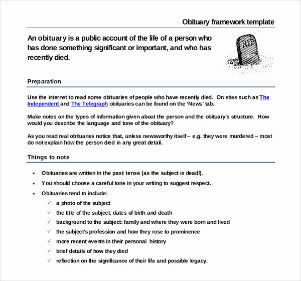 Examples Of Obituaries Well Written Awesome 11 Obituary Writing Template – Free Sample Example