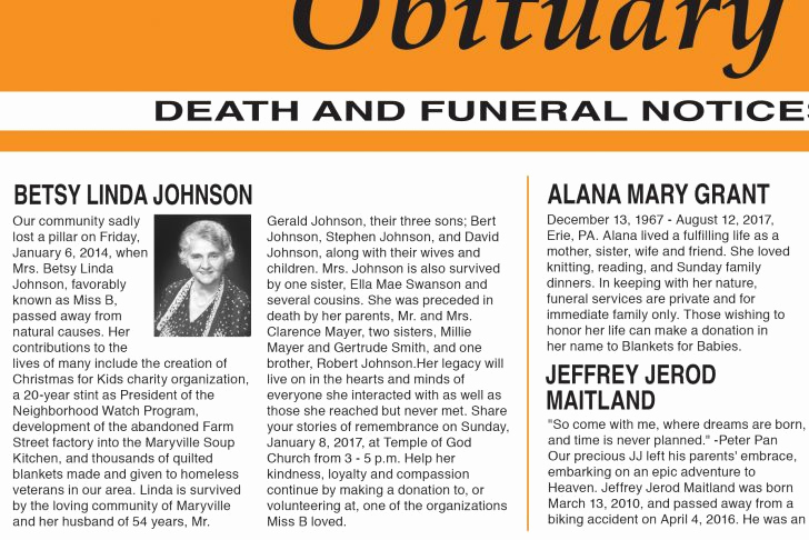 Examples Of Obituaries Well Written Best Of Beautiful Obituary Examples Resume format