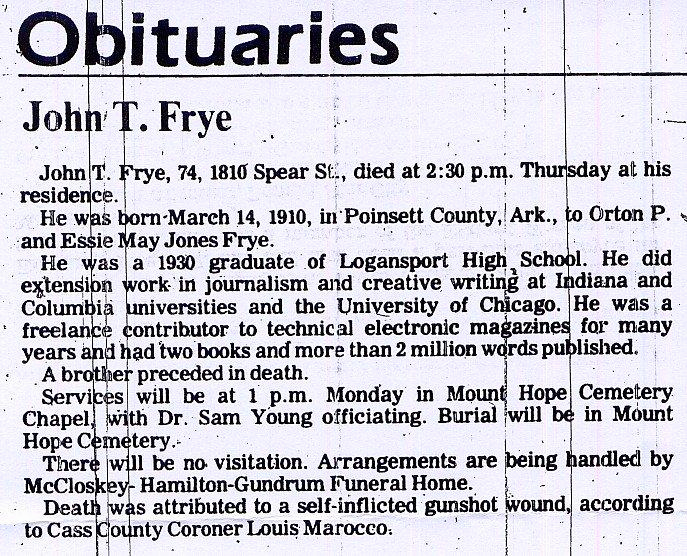Examples Of Obituaries Well Written Unique Jeff Duntemann S Contrapositive Diary