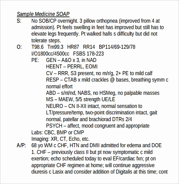 sample soap note example