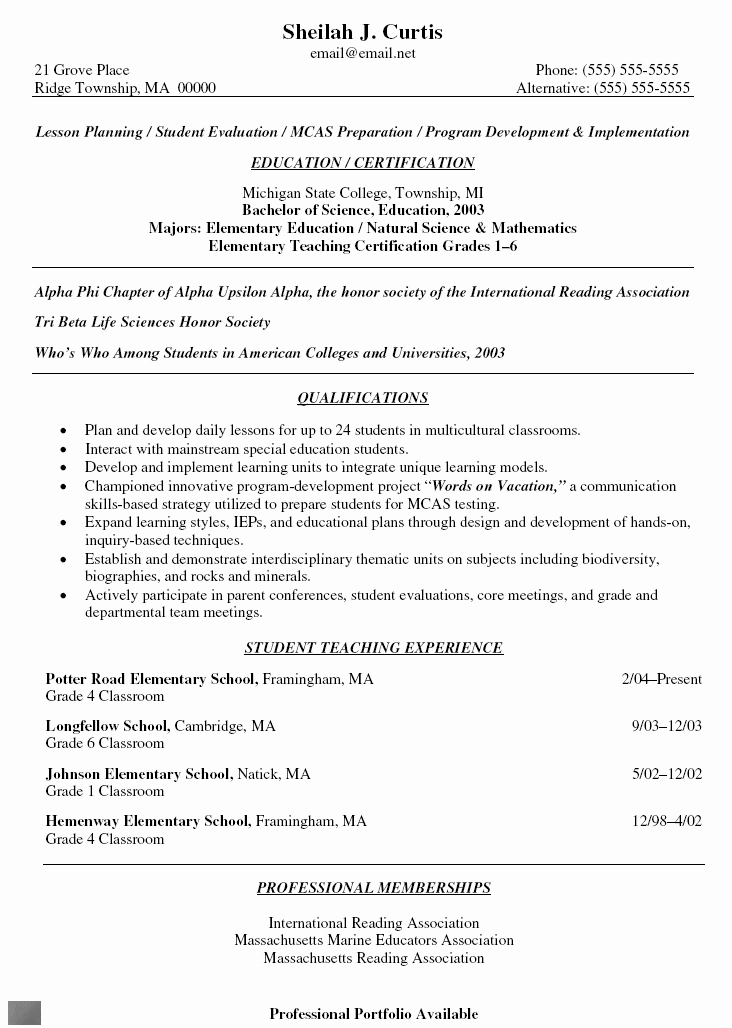Examples Of Teacher Resumes Awesome Student Teacher Resume
