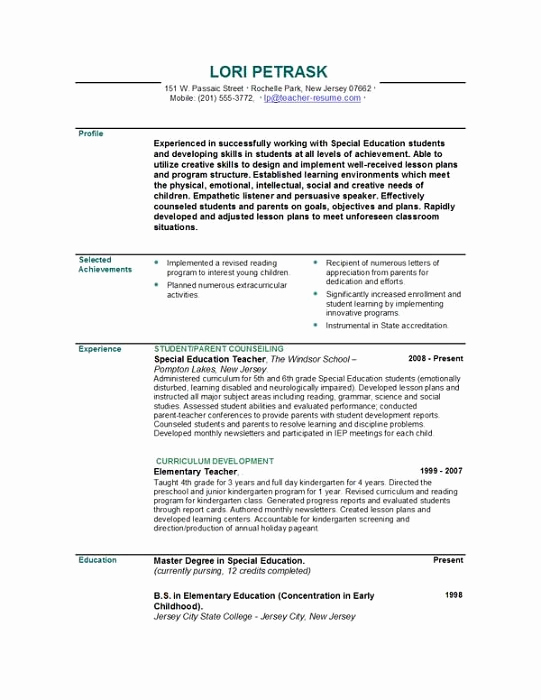 Examples Of Teacher Resumes Inspirational 301 Moved Permanently