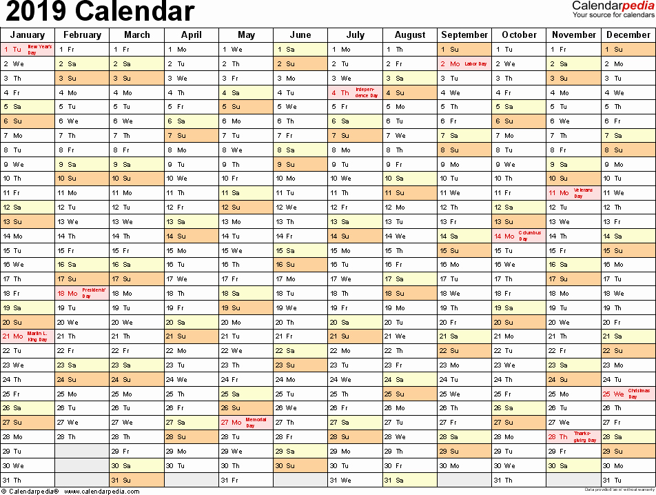 Excel Calendar 2019 Template Lovely 2019 Calendar Download 17 Free Printable Excel Templates