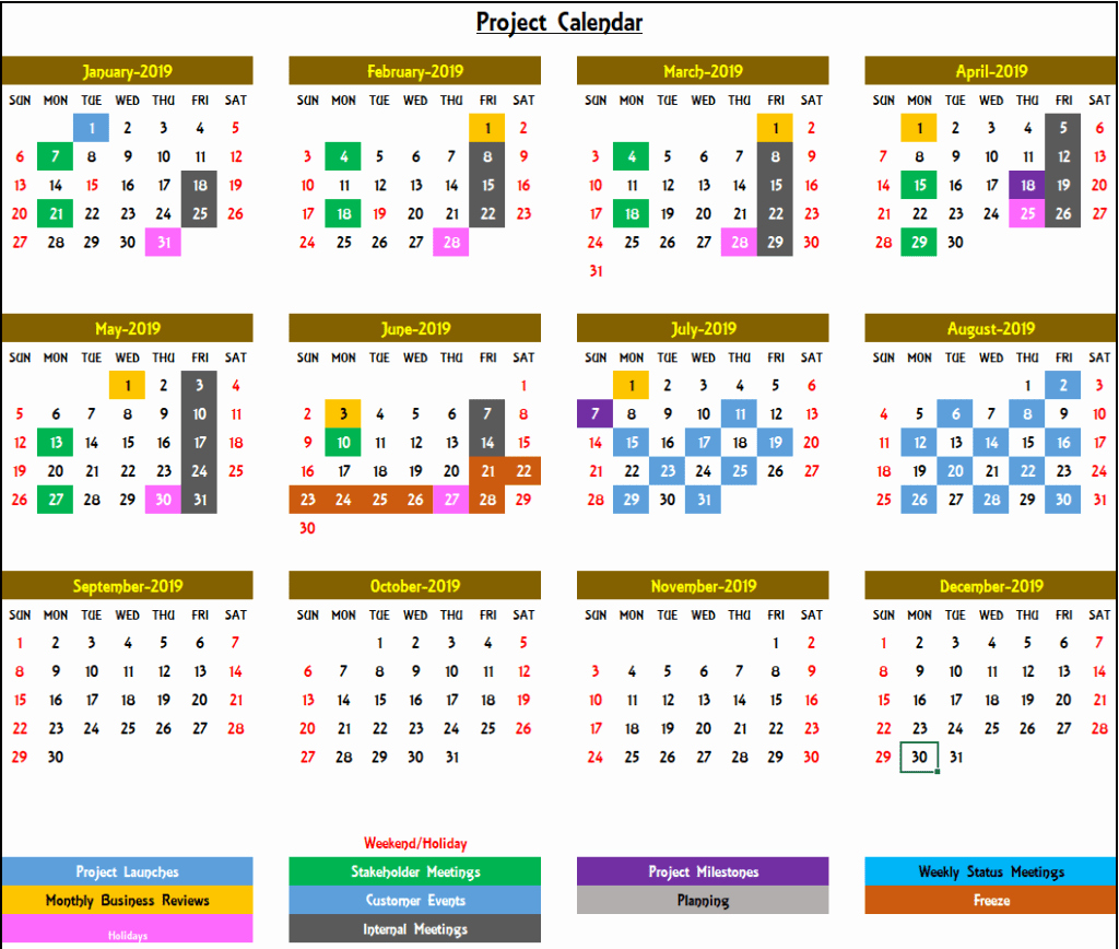 Excel Calendar 2019 Template Lovely Excel Calendar Template Excel Calendar 2019 2020 or Any