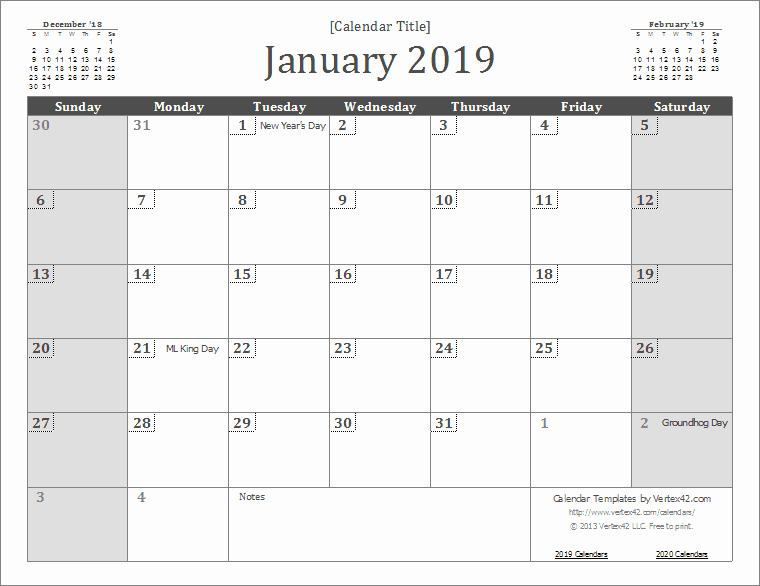 Excel Calendar 2019 Template New 2019 Calendar Templates and