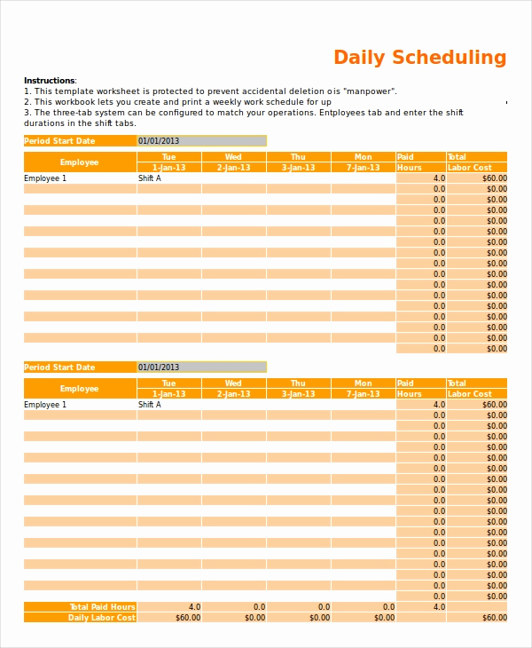 Excel Daily Schedule Template Unique Excel Schedule Template 11 Free Pdf Word Download