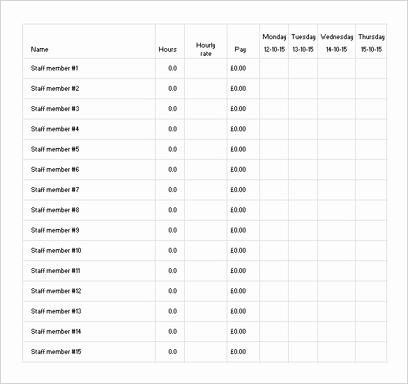 Excel Employee Schedule Template Best Of Staff Schedule Template 6 Free Sample Example format