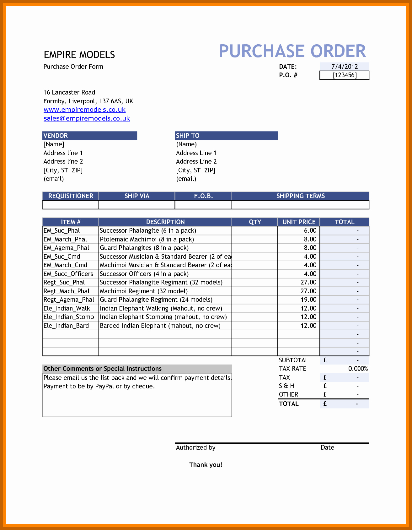 Excel order form Template Best Of 6 7 order form Template Uk