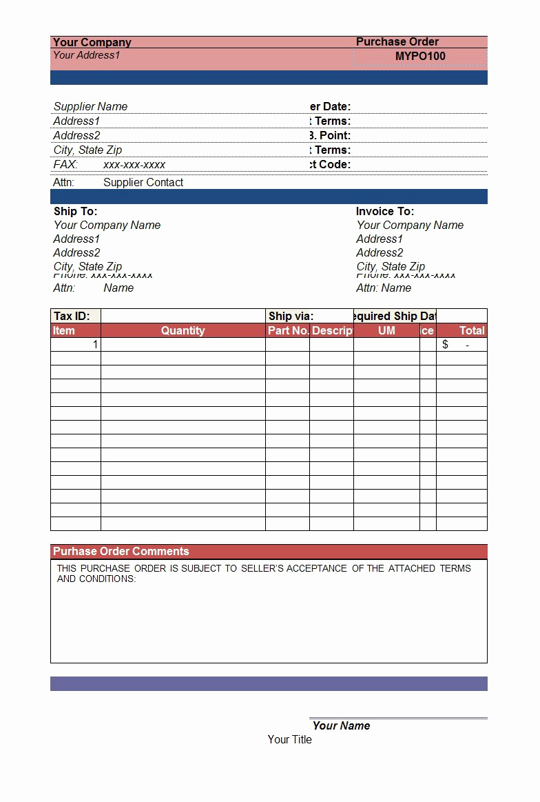 Excel order form Template Lovely 39 Free Purchase order Templates In Word &amp; Excel Free