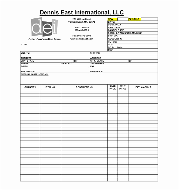 Excel order form Template Lovely 41 Blank order form Templates Pdf Doc Excel