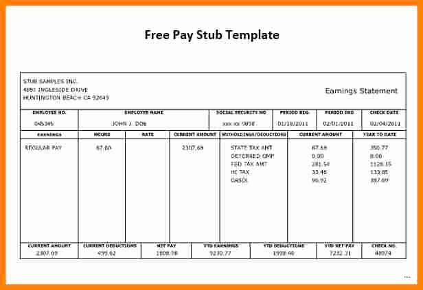 Excel Pay Stub Template Best Of 5 Subcontractor Pay Stub