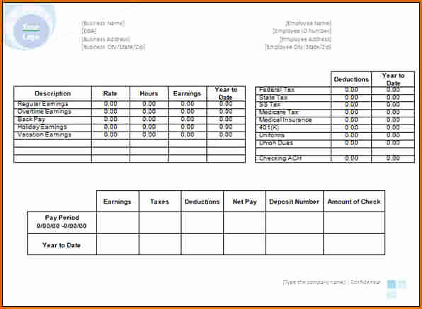 Excel Pay Stub Template Elegant 8 Excel Pay Stub Template
